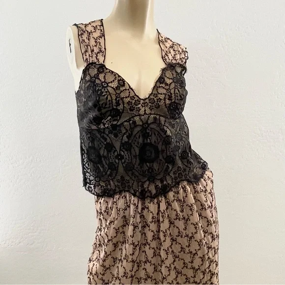 Only Hearts- Black & beige Lace Dress with Black Underlayer Slip-M - Picture 2 of 16